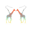 Orange, Teal Yellow Ombre Giraffe Drop Earrings