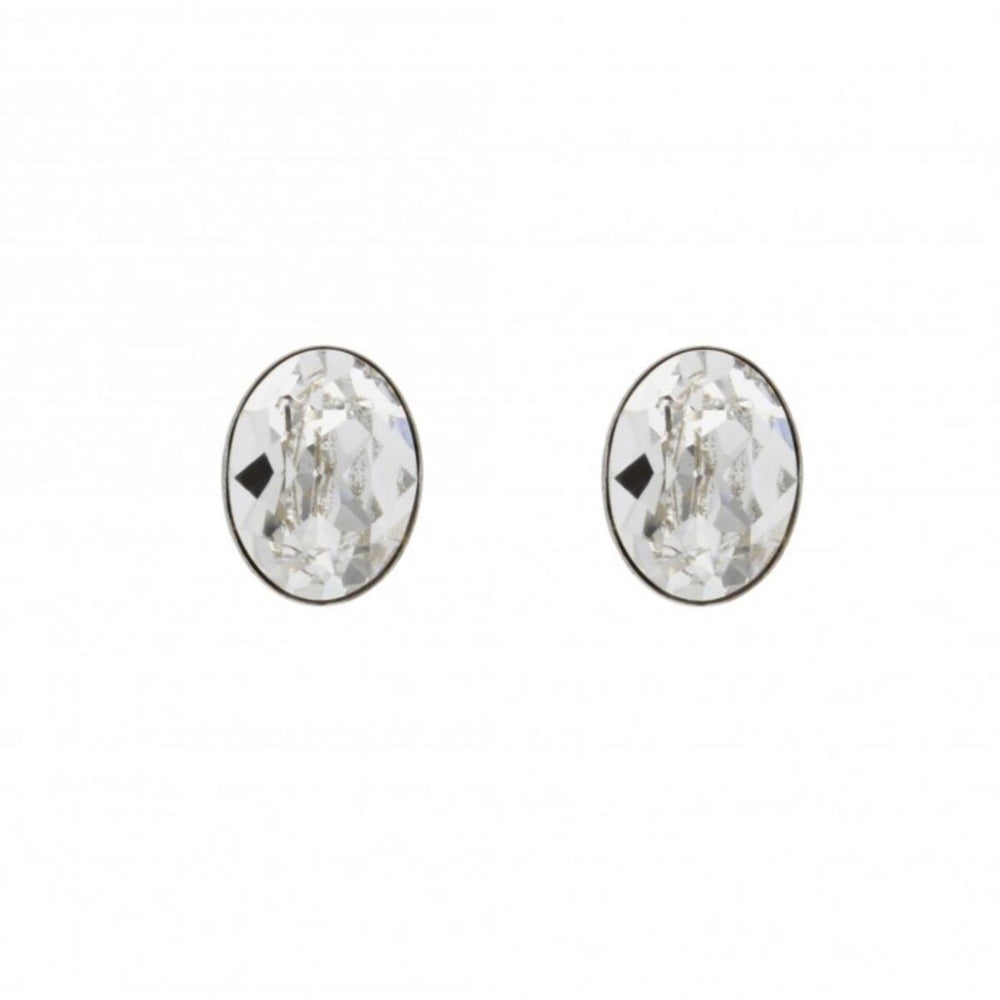 Oval Clear Swarovski Crystal Stud Earrings