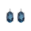 Oval Shape 1.15Ct Natural London Blue Topaz and White Diamond Stud Earrings in Sterling Silver