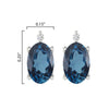 Oval Shape 1.15Ct Natural London Blue Topaz and White Diamond Stud Earrings in Sterling Silver