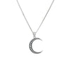 Oxidized Sterling Silver Beaded Crescent Moon Pendant Necklace - White