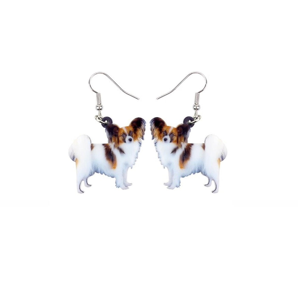 Papillion Dog Drop Earrings