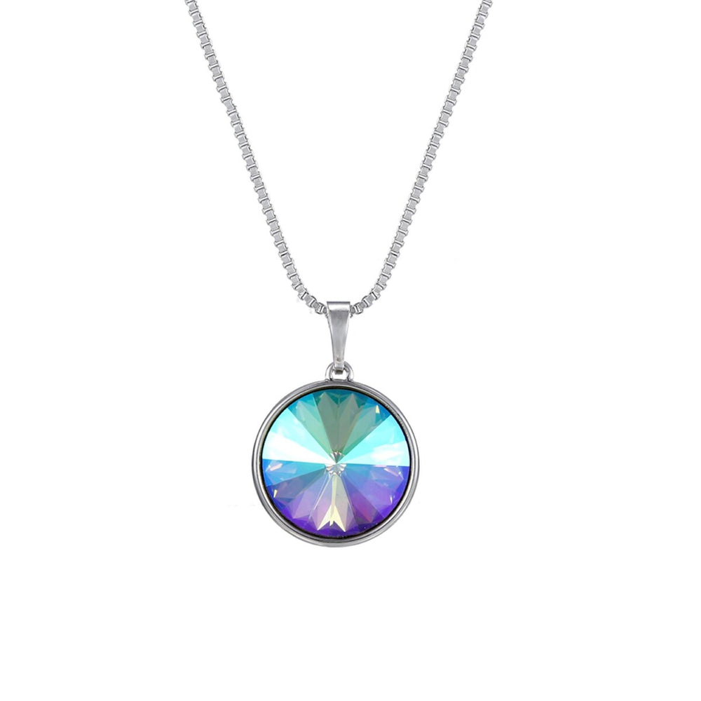 Paradise Shine Swarovski Crystal Circular Pendant Necklace - White