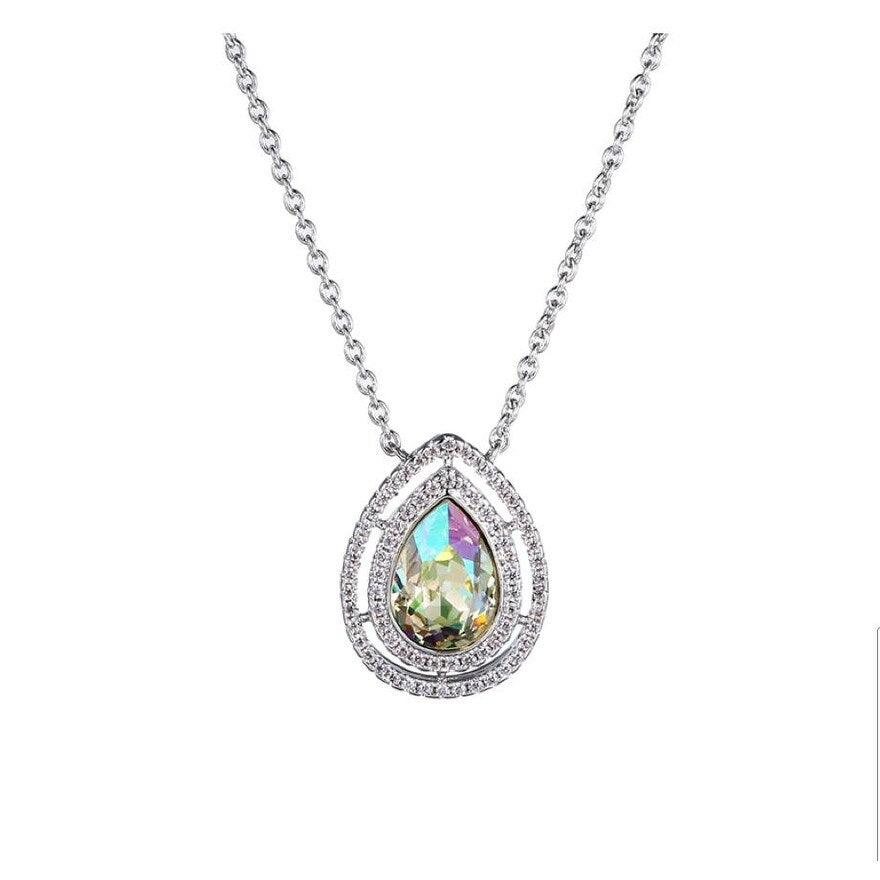 Paradise Shine Swarovski Crystal Teardrop Pendant Necklace - White