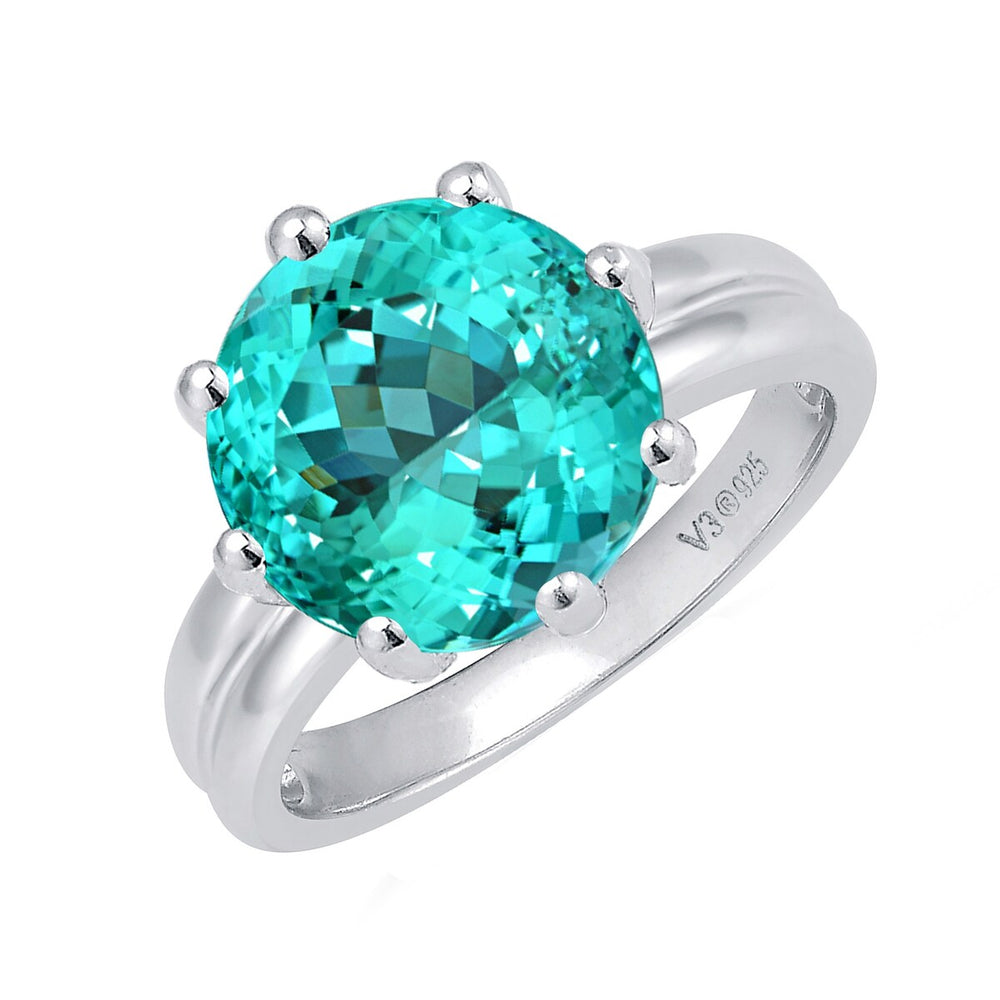 Paraiba Tourmaline Sterling Silver Solitaire Ring