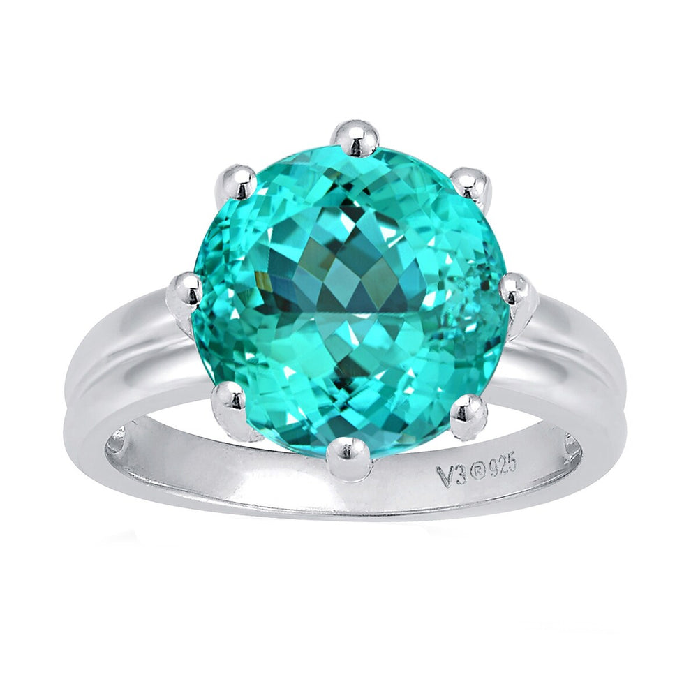 Paraiba Tourmaline Sterling Silver Solitaire Ring