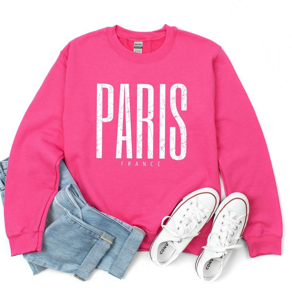 Paris France Distressed Graphic Sweatshirt