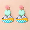 Pastel Multi Colored Geometric Drop Earrings