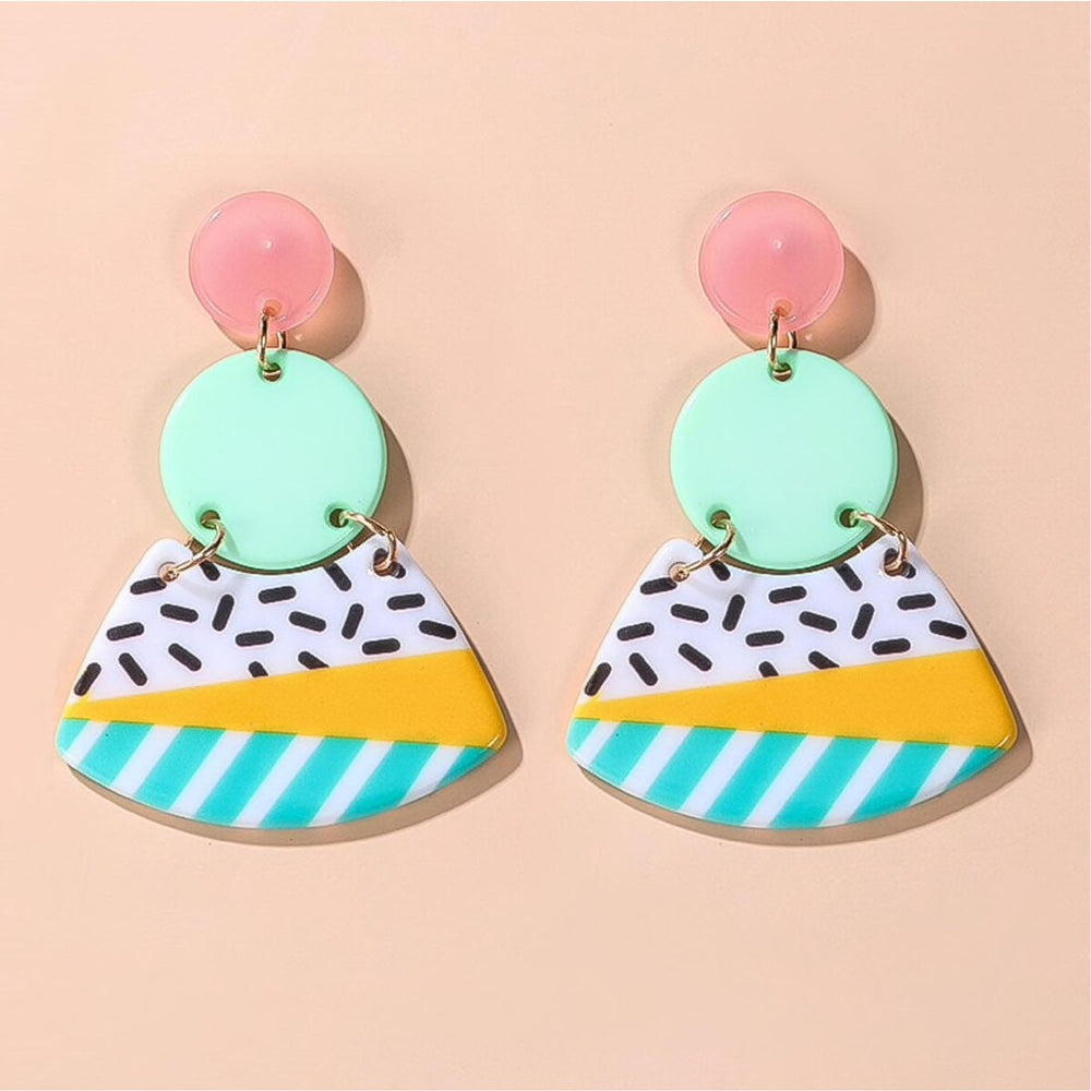 Pastel Multi Colored Geometric Drop Earrings