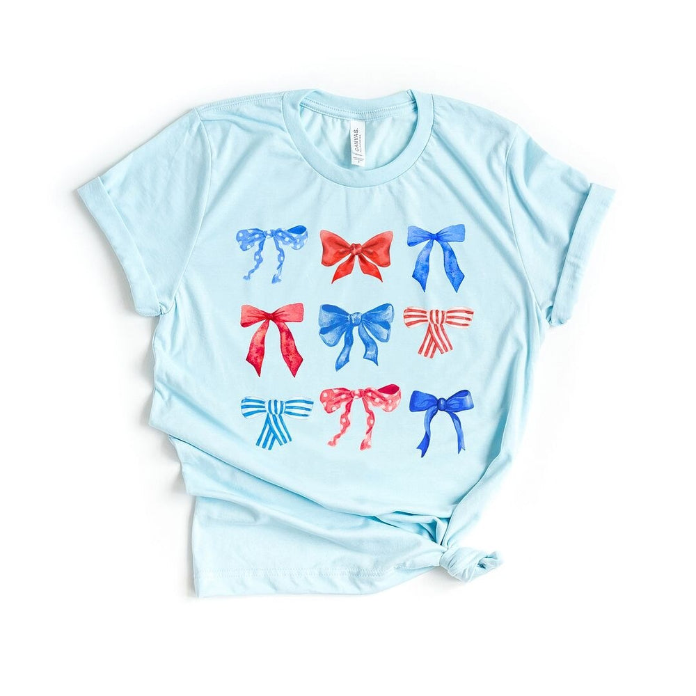 Patriotic Coquette Bow Chart Short Sleeve Crewnneck Tee