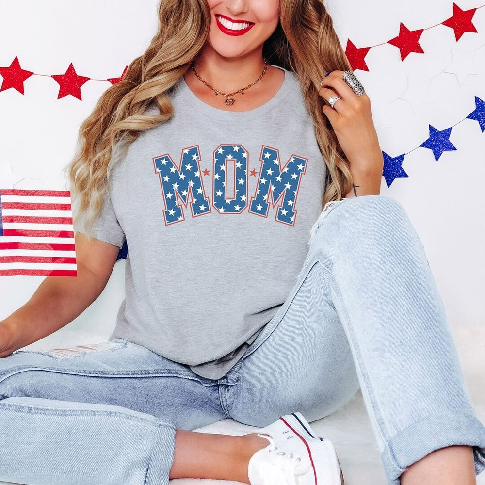 Patriotic Mom Varsity Short Sleeve Crewnneck Tee