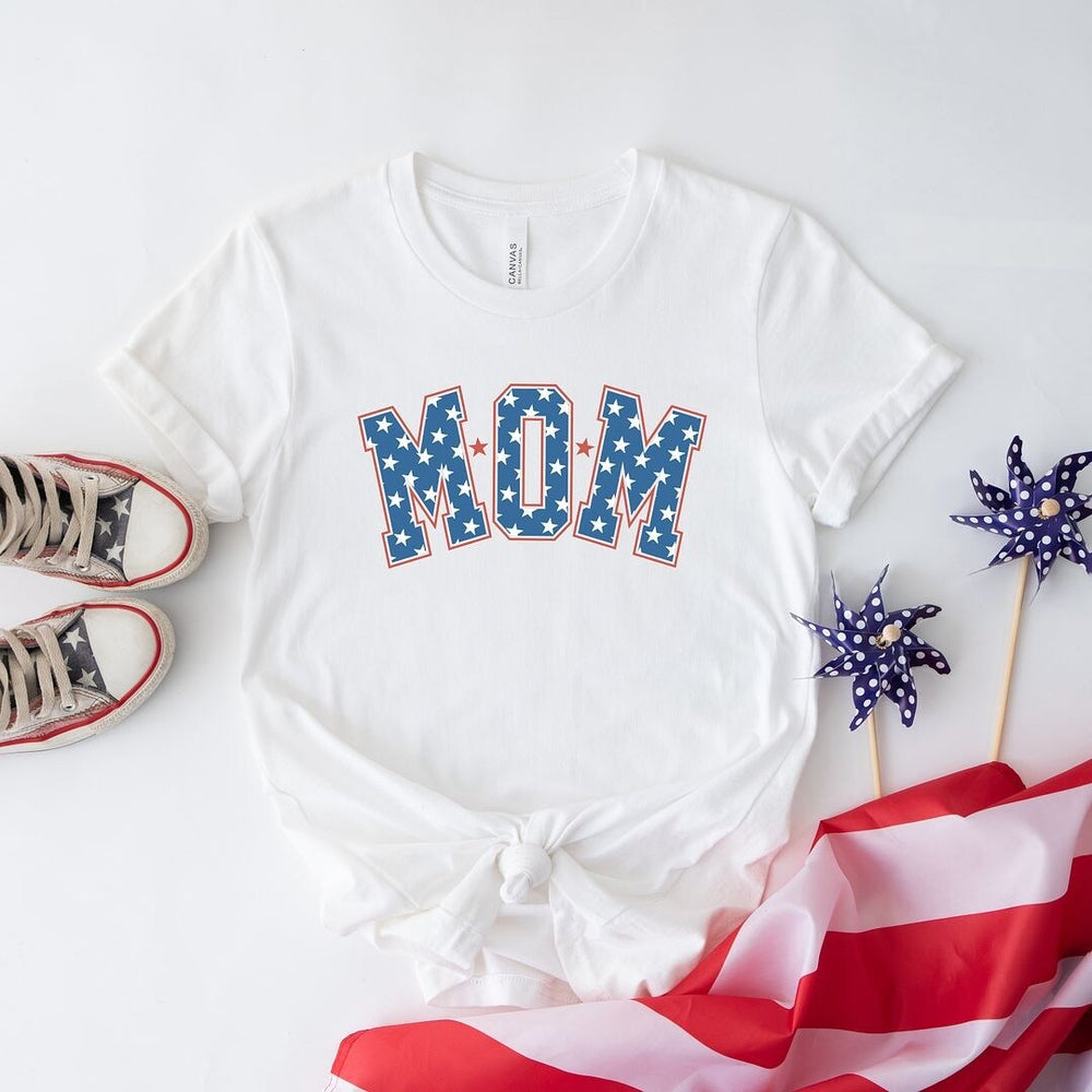 Patriotic Mom Varsity Short Sleeve Crewnneck Tee