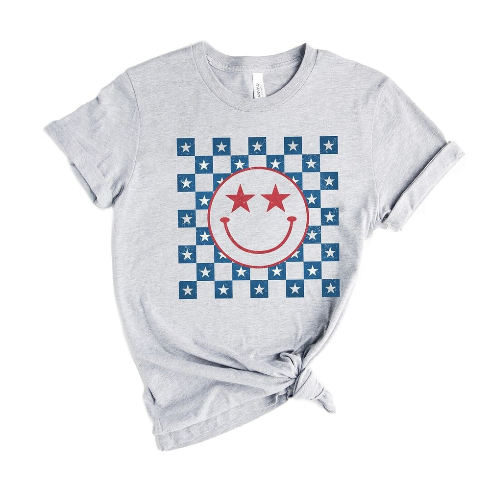 Patriotic Smiley Stars Short Sleeve Crewnneck Tee