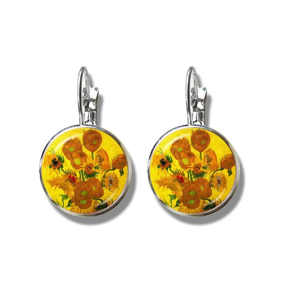 Patterned Circular Leverback Earrings