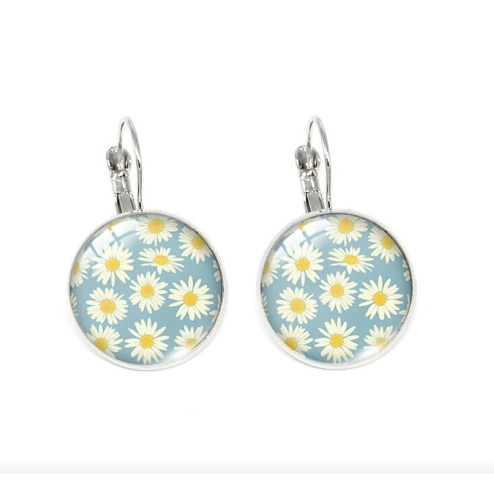 Patterned Circular Leverback Earrings