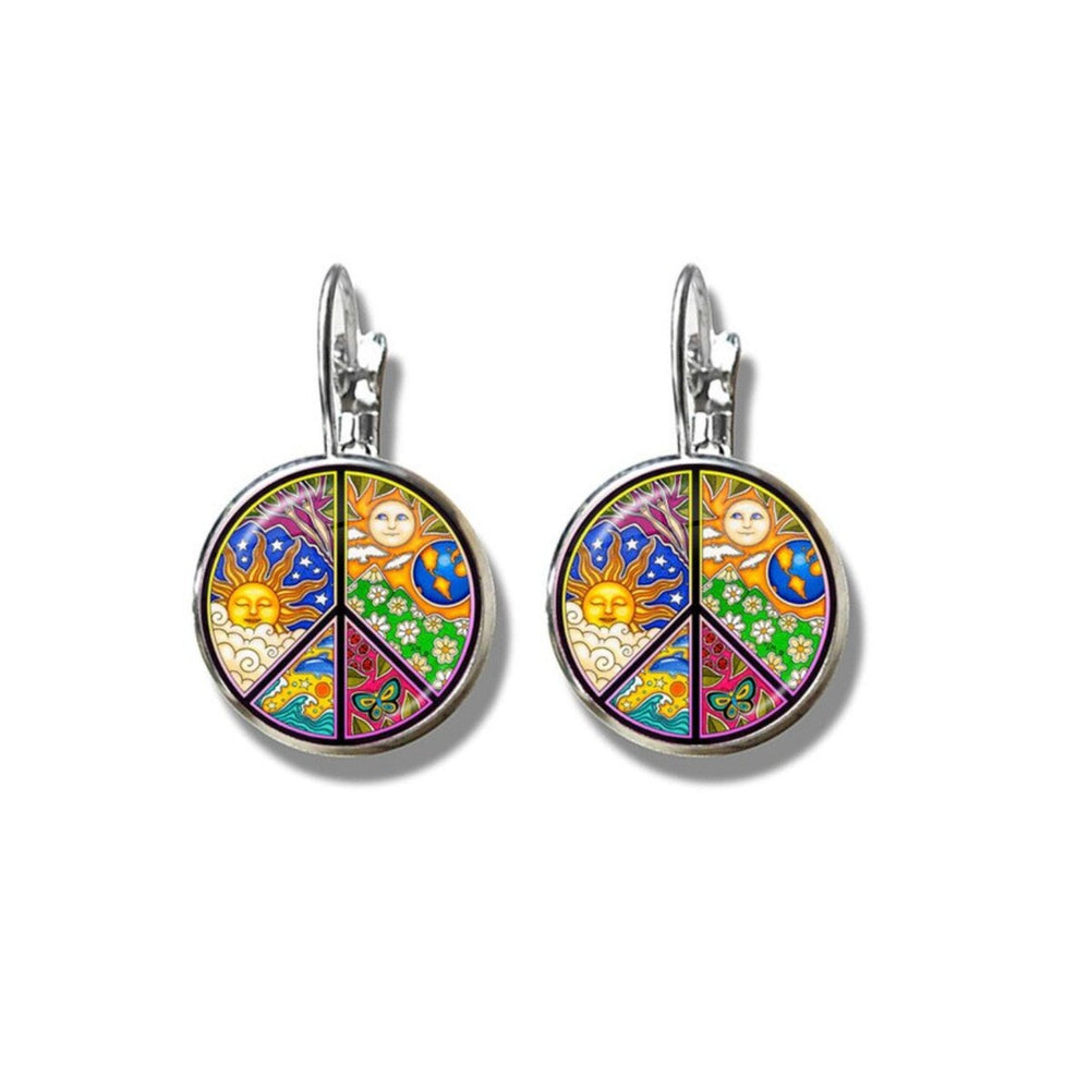 Patterned Circular Leverback Earrings