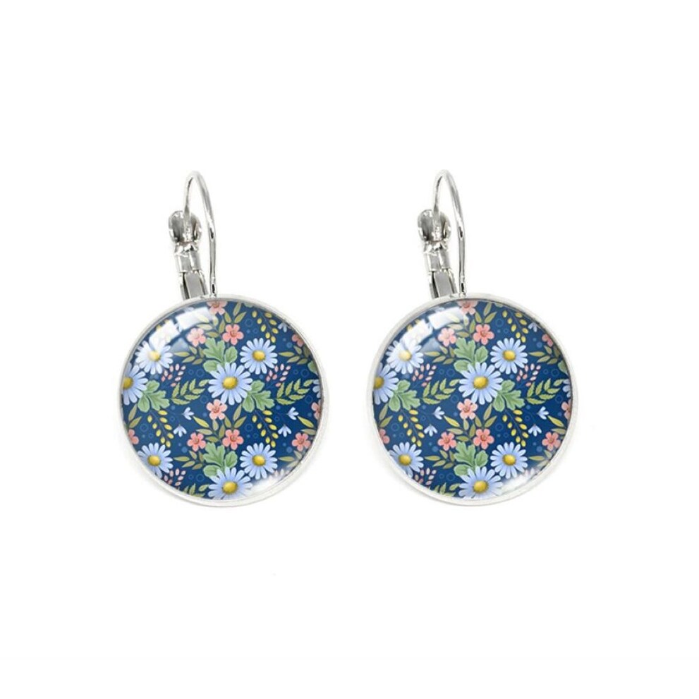 Patterned Circular Leverback Earrings