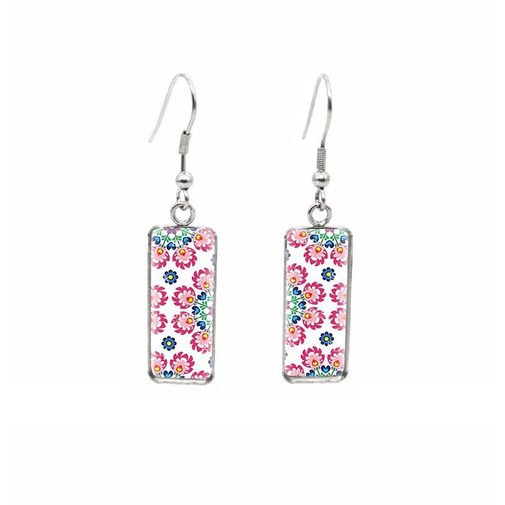 Patterned Rectangular Drop Earrings