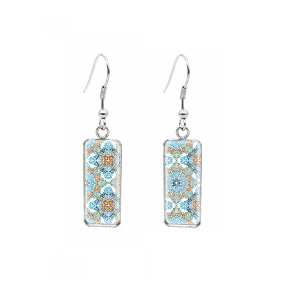 Patterned Rectangular Drop Earrings