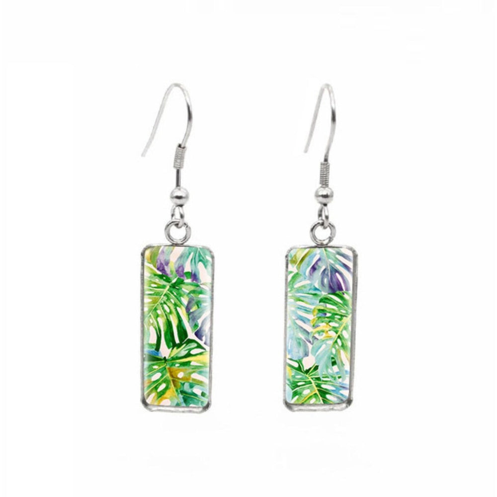 Patterned Rectangular Drop Earrings