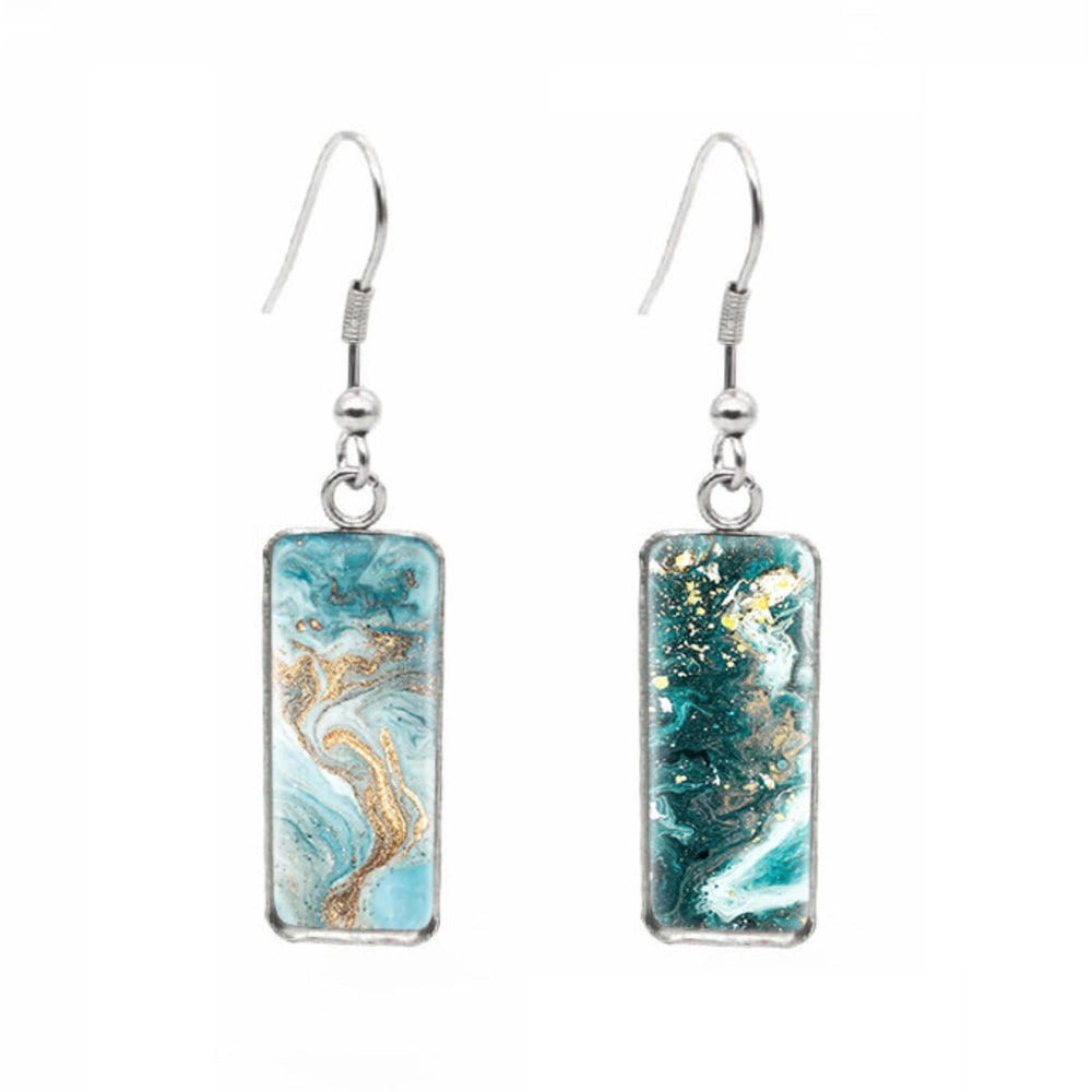 Patterned Rectangular Drop Earrings