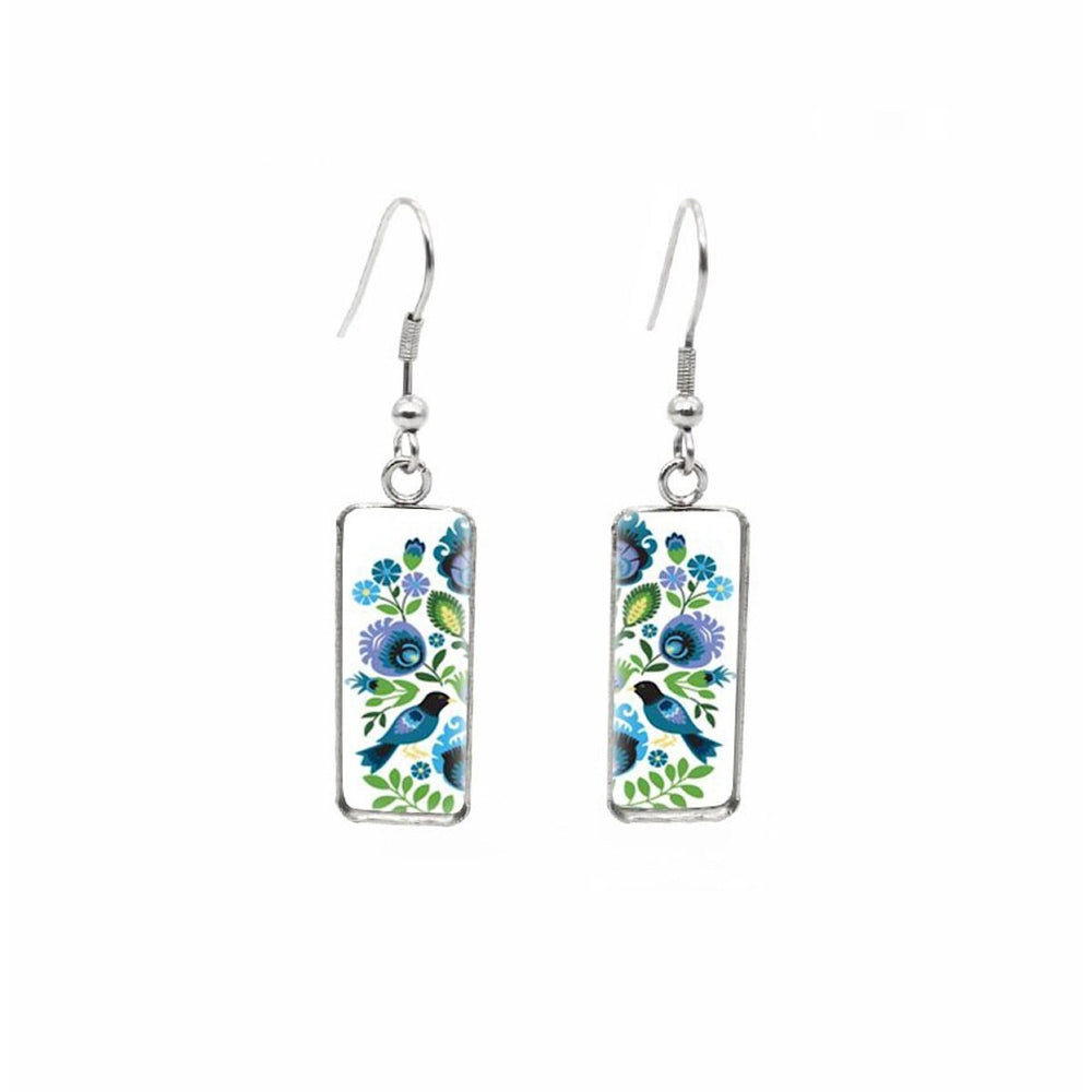 Patterned Rectangular Drop Earrings