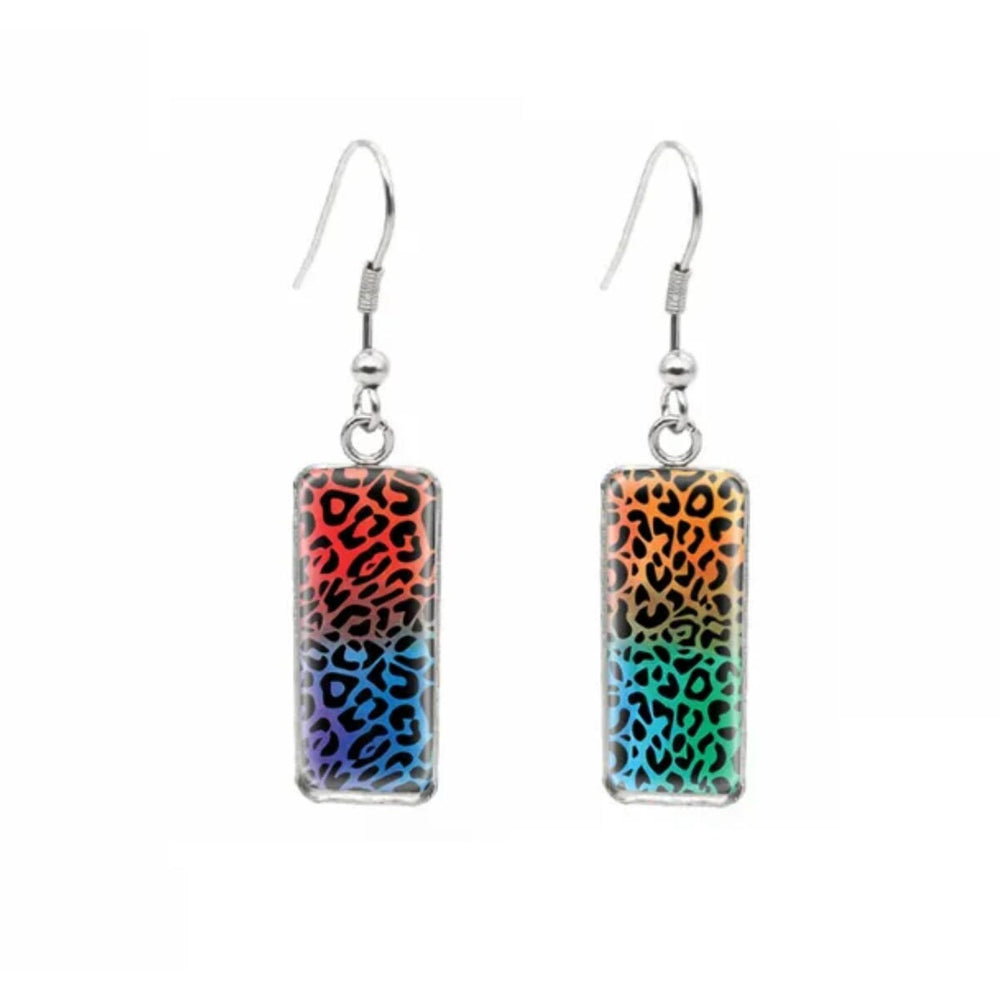 Patterned Rectangular Drop Earrings