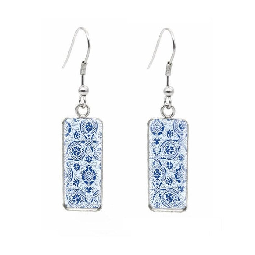 Patterned Rectangular Drop Earrings