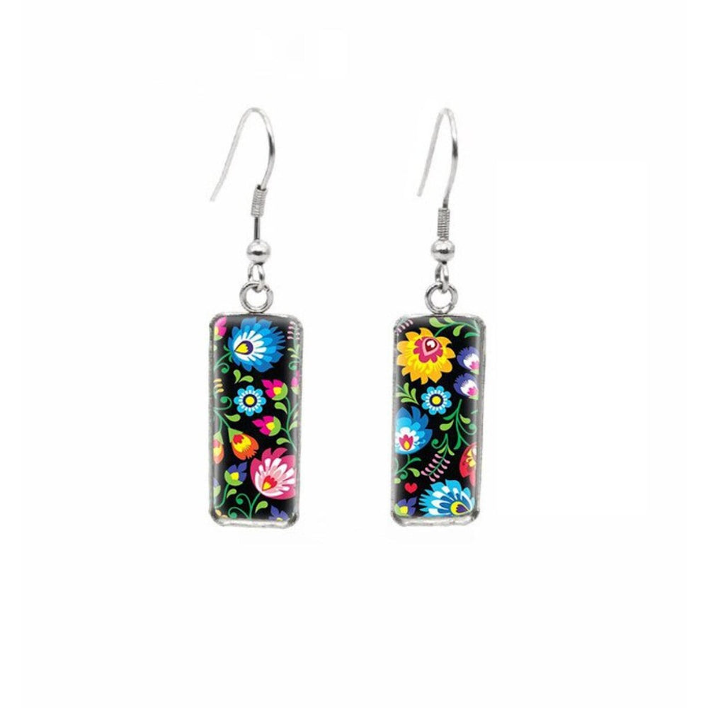 Patterned Rectangular Drop Earrings