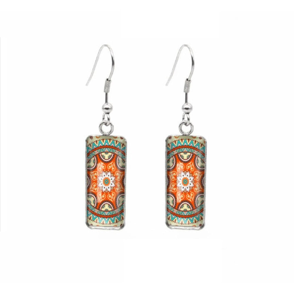 Patterned Rectangular Drop Earrings