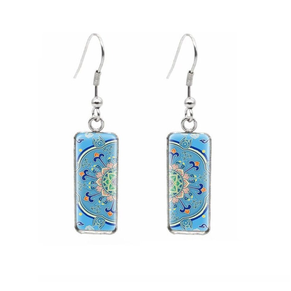 Patterned Rectangular Drop Earrings