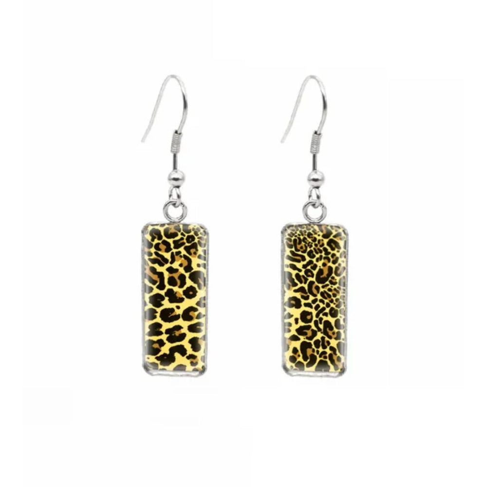 Patterned Rectangular Drop Earrings