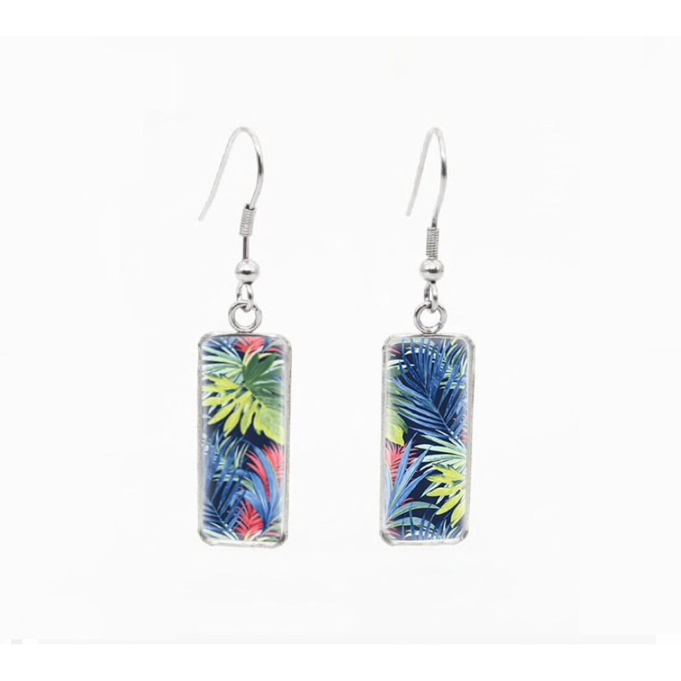 Patterned Rectangular Drop Earrings