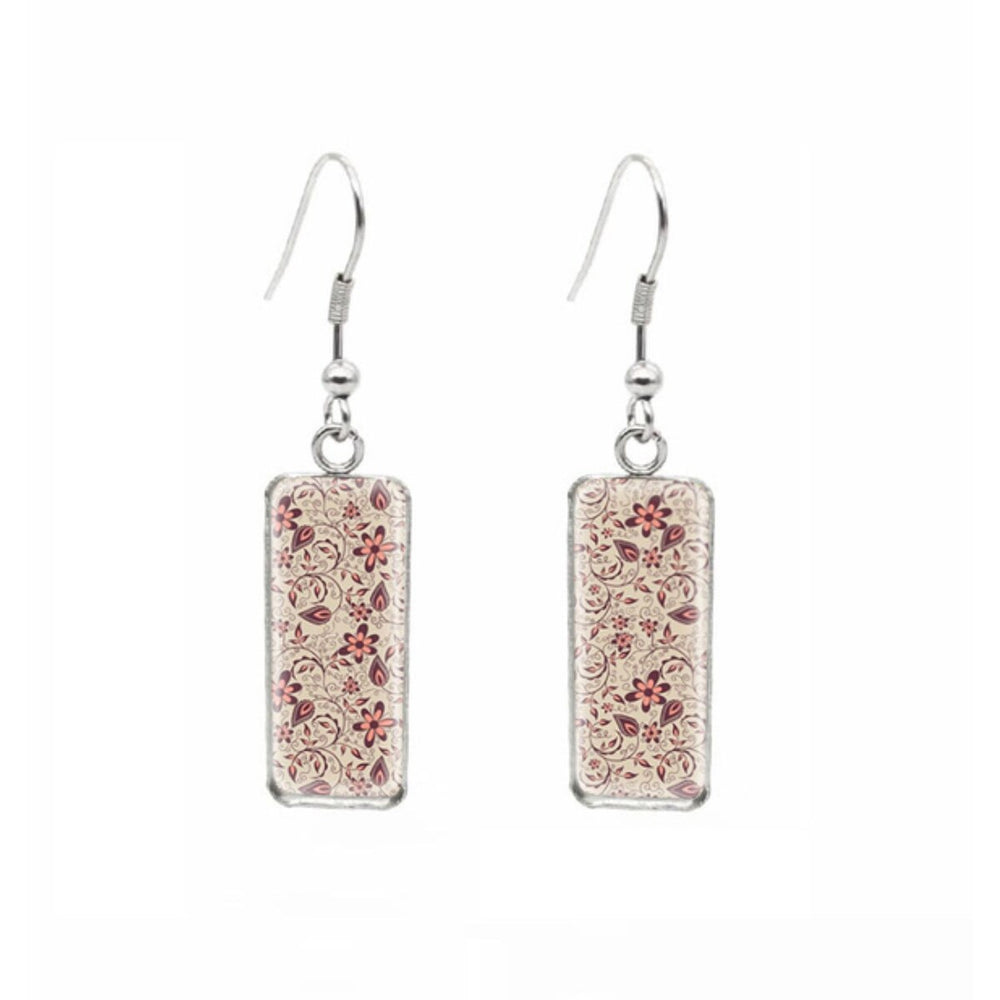 Patterned Rectangular Drop Earrings