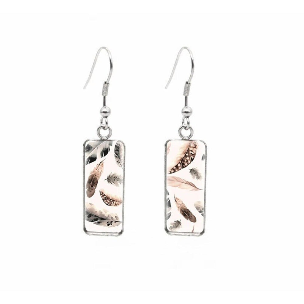 Patterned Rectangular Drop Earrings