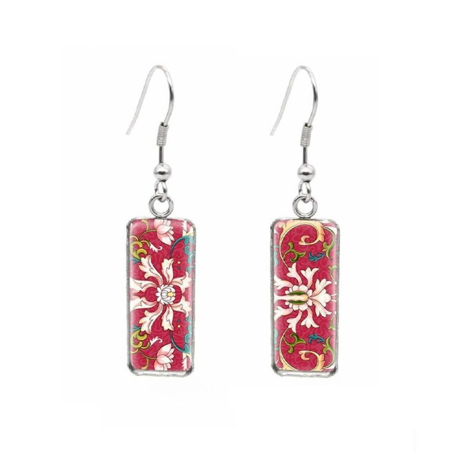 Patterned Rectangular Drop Earrings