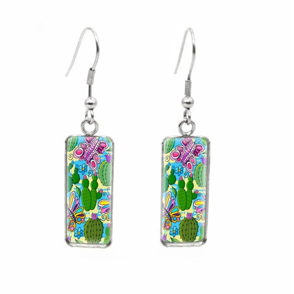 Patterned Rectangular Drop Earrings