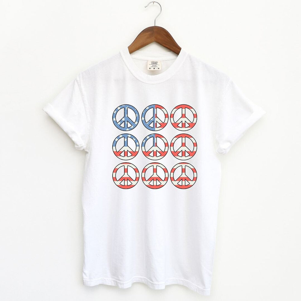 Peace Signs Flag Garment Dyed Tee