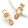 Peach Champagne Crystal Geometric Drop Earrings