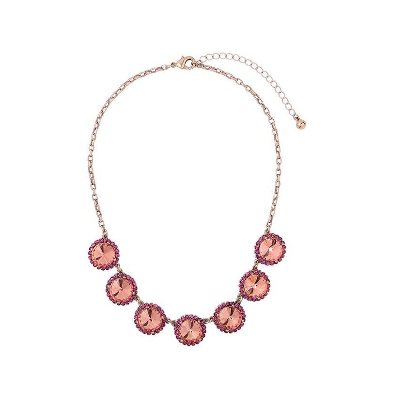 Peach Crystal Bib Necklace - White