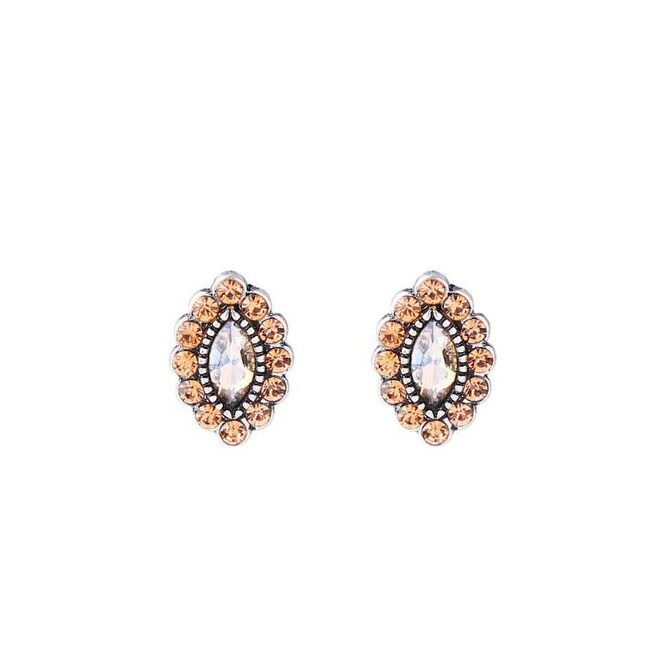 Peach Crystal Marquis Stud Earrings