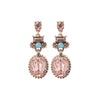 Peach Green Oval Crystal Drop Earrings