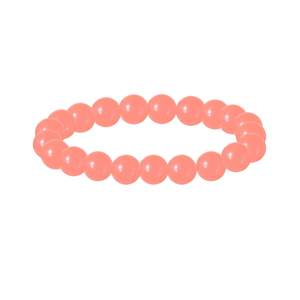 Peach Jade Beaded Stretch Bracelet