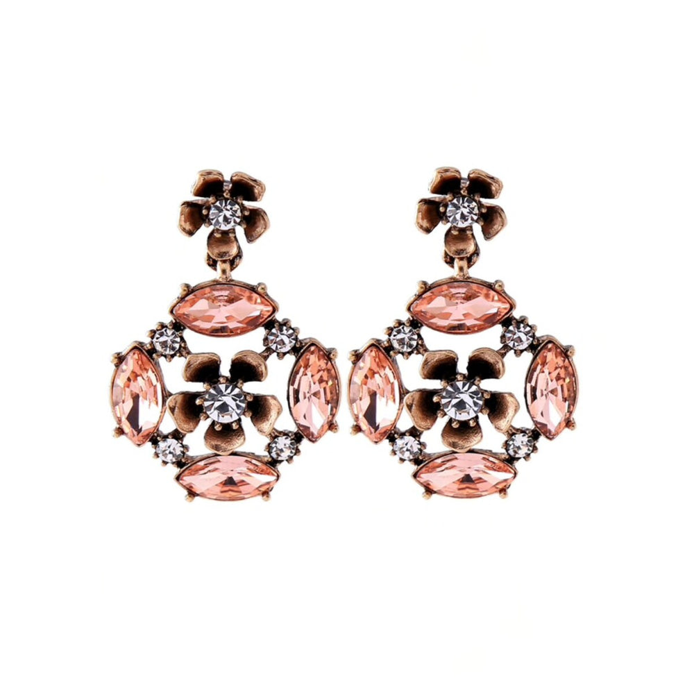 Peach Marquis Crystal Drop Earrings