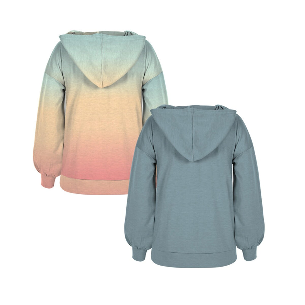 Peach Pink & Turquoise Daisy Heart & Ombre Print Hooded Top Set