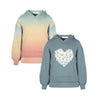 Peach Pink & Turquoise Daisy Heart & Ombre Print Hooded Top Set