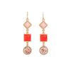 Peach Red Geometric Drop Earrings