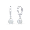 Pearl Silvertone Drop Earrings