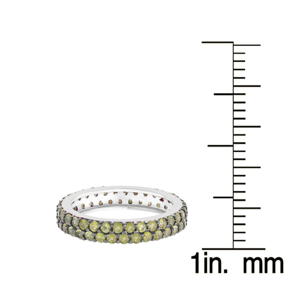 Peridot Sterling Silver Two Row Eternity Band Ring