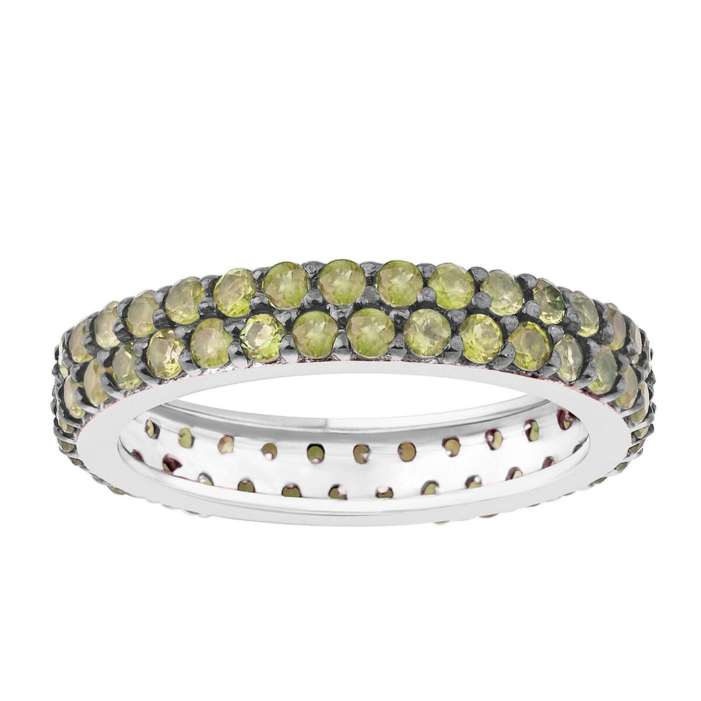 Peridot Sterling Silver Two Row Eternity Band Ring